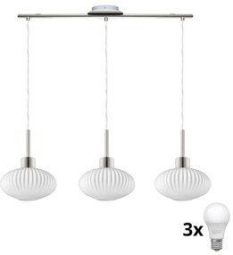 Lustră LED suspendată pe cablu HARMA 3xE27/60W/230V, crom mat/alb