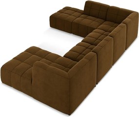 Colțar galben muștar cu tapițerie din catifea (în formă de "U") Aloha – Makamii