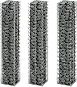 vidaXL Set gabioane, 3 buc, sârmă galvanizată, 25 x 25 x 150 cm