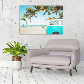 Tablou - Vintage, furgonetă, plajă (90x60 cm)
