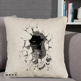 Perna Personalizata Attack on Titan Titan Crapand Zidul, 40x40 cm, Bej Canapea, Husa Detasabila, Perna Inclusa, BEKZ®