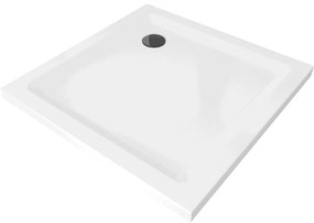 Mexen Flat cadă pentru duș pătrată slim 80 x 80 cm, Albă, sifon Neagră - 40108080B