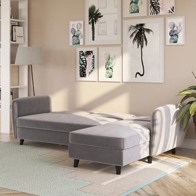 Colțar gri extensibil cu tapițerie din catifea Perry – Støraa