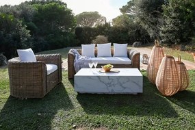 Canapea de exterior 3 locuri din rattan natural cu perne incluse, „Isla”