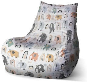 Sac de șezut Bean elefanți desenați, colorat