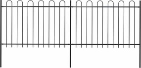 vidaXL Gard de grădină cu vârf circular din oțel, 359x120 cm, negru