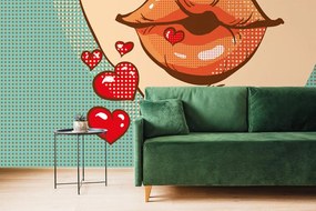 Tapet autoadeziv pop art sărut plin de dragoste