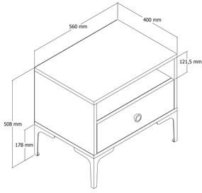 Noptieră Lizbon 532 - Walnut