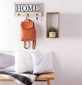 Cuier hol cu 3 agatatori din lemn Home Homs, 35 x 25 cm, maro rustik
