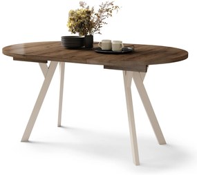 Mazzoni ALDO Nuc Elegant/picioare bej - MASĂ ROTUNDĂ EXTENSIBILĂ CU PICIOARE ÎN FORMĂ DE Y STIL LOFT PENTRU SALON/SUFRAGERIE