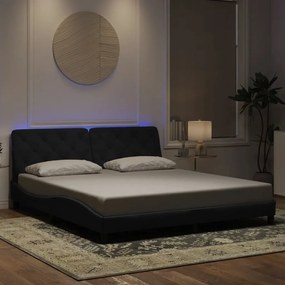 3213869 vidaXL Cadru de pat cu lumini LED, negru, 180x200 cm, catifea