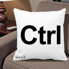 Perna Personalizata Tasta Ctrl Tipografie Bold, 40x40 cm, Alba Mata, Husa Detasabila, Perna Inclusa, BEKZ®