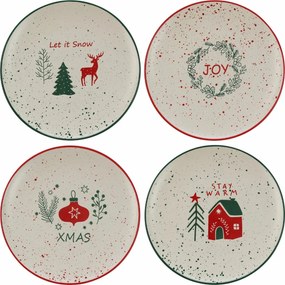 Set de 4 farfurii întinse din ceramică Let It Snow26,5 cm