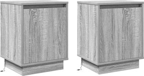 vidaXL Dulap de noapte 2 pcs Gri 39 x 34,5 x 50 cm Lemn compozit
