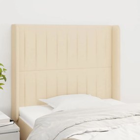 vidaXL Tăblie de pat cu aripioare, crem, 83x16x118/128 cm, textil