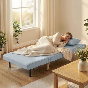 HOMCOM Fotoliu șezlong convertibil 3 în 1 pat fotoliu 1 loc spătar 5 poziții în material cu pernă, gri | Aosom Romania