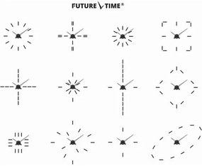 Ceas de perete Future Time FT9600BK Modular black, de design, autoadeziv, diam. 60 cm