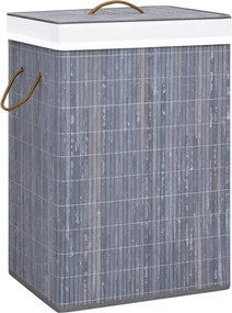 vidaXL Coș de rufe din bambus cu o secțiune, gri