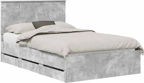 vidaXL Cadru de pat Gri din beton 120 x 200 cm Lemn Ingineresc