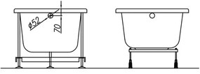 Cada baie incastrata dreptunghiulara 170 x 75 cm KolpaSan, Evelin 1700x750 mm