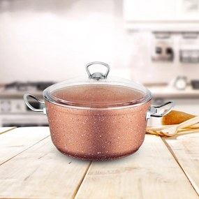 Cratiță din aluminiu înaltă cu capac Güral Porselen Classic, ø 24 cm, roz