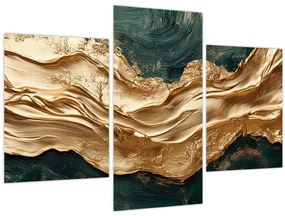 Tablou - Abstracție verde cu auriu II. (90x60 cm)