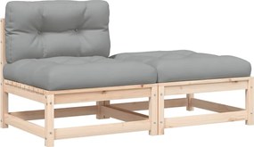 vidaXL Canapea de grădină fără cotiere, cu perne și taburet