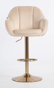 HR2055W Scaun Crem din Catifea cu Bază Aurie