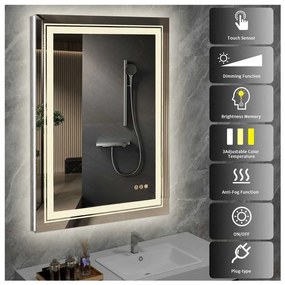 Oglindă Chiaro cu iluminare LED, argint