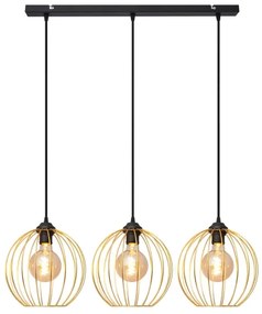 Lustră pe cablu MERCURE 3xE27/15W/230V auriu/negru