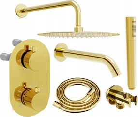 Mexen Kai DR70 set cadă-duș încastrat cu duș de ploaie 30 cm, auriu - 77602DR70301-50
