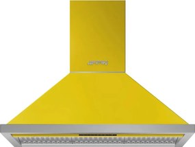 Hota decorativa SMEG Portofino KPF9YW, 275 W, A+, 781 m³/h, 3 viteze, 3 filtre, Supapa, Otel inoxidabil, LED, Galben