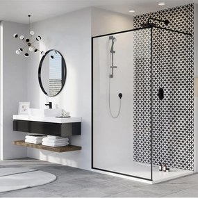 Paravan de dus tip Walk-in Radaway Modo New Black II Frame negru-transparent 50 cm sticla securizata 8 mm