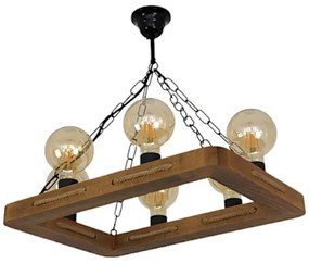 Lustra rustica fabricata manual din lemn KAVALA 6L