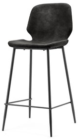 Scaun de bar din imitatie de piele Seashell negru