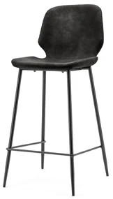 Scaun de bar din imitatie de piele Seashell negru