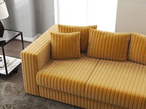 Canapea extensibilă dumonde cu ladă de depozitare si sezut confortabil din spuma high-density, Gloria Ambience Mustar 240x100 cm