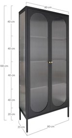 Vitrină neagră din metal 80x180 cm Adelaide – House Nordic