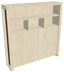 Dulap înalt pentru haine Verno+ S 200 x 46 x 210 cm, cu rafturi, salcâm / maro