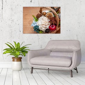Tablou pe sticlă cu coș din nuiele (70x50 cm)