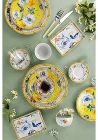 Set de veselă, 50 piese, porțelan, galben/albastru