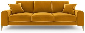 Canapea Larnite cu 3 locuri si tapiterie din catifea, galben