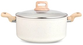 Oala cu capac Voltz Nice OV54418E24D, 24x15 cm, 6.5 L, Finisaj marmura, Inductie, Cream melange