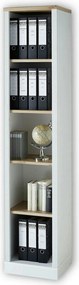 Biblioteca JASMIN, alb/stejar artisan, PAL, 43x38x204 cm