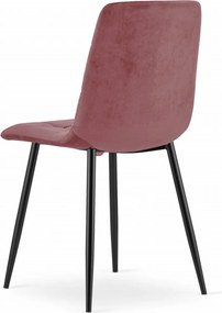 OFERTA Scaun de catifea roz KARA cu picioare negre II. calitate