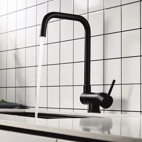 Baterie bucatarie cu pipa inalta Inter Ceramic finisaj negru mat