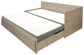 Canapea extensibilă Menetas (Stejar nisipiu + oliva) (cu somieră și saltea) (cu sp. depozitare). 1098583