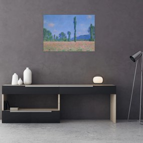 Tablou pe sticlă - Claude Monet, Poppy Field (Giverny), reproducere (70x50 cm)