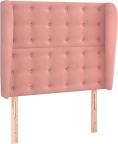 vidaXL Tăblie de pat cu aripioare, roz, 93x23x118/128 cm, catifea