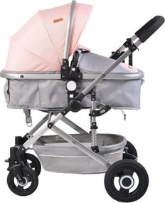 Carucior nou nascuti 2 in 1 NOVOKIDS™ Ciarra Silver PRO , Cu geanta bebe, Cadru Aluminiu , Amortizoare, Roti din cauciuc plin AVE, Landou, Modul